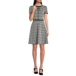 KARL LAGERFELD PARIS Small Grid Knit A-line Minidress size 14 NWT